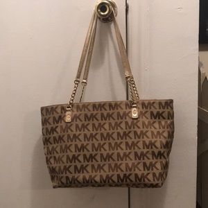 Michael Kors dark and light tan purse